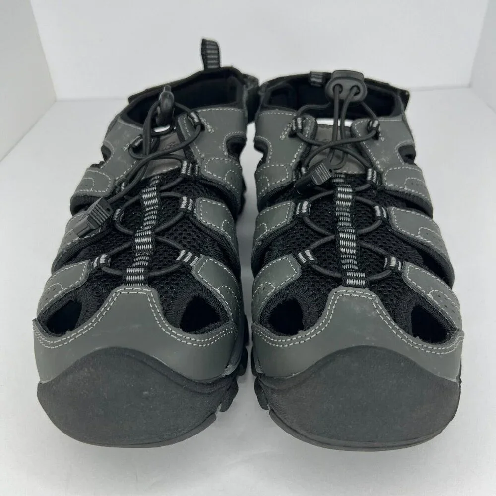 Eddie Bauer Mens Stewart Gray Genuine Leather Bump Toe Size 9M Hiking Sandals